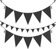 Silhouette Retro bunting party flag black color vector