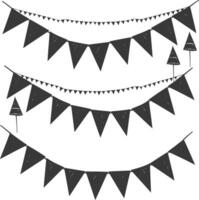 Silhouette Retro bunting party flag black color vector