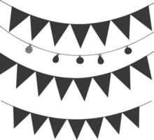 Silhouette Retro bunting party flag black color vector