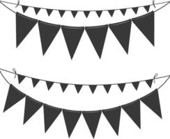 Silhouette Retro bunting party flag black color vector