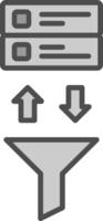 filtración línea lleno escala de grises icono diseño vector