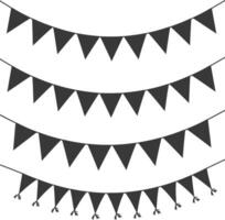 Silhouette Retro bunting party flag black color vector