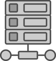 base de datos línea lleno escala de grises icono diseño vector