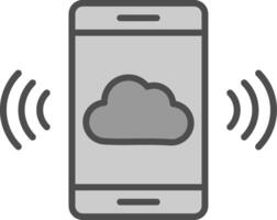 Mobile Cloud Line Filled Greyscale Icon Design vector