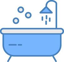 Bathtub Line Filled Blue Icon vector