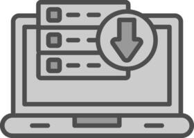 Downloading Data Line Filled Greyscale Icon Design vector