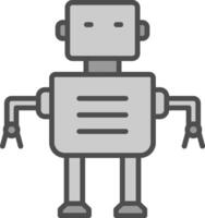 robot línea lleno escala de grises icono diseño vector