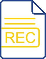 REC File Format Line Two Colour Icon Design vector