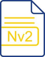 nv2 archivo formato línea dos color icono diseño vector