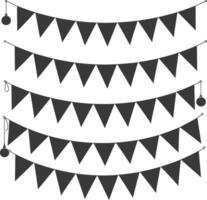 Silhouette Retro bunting party flag black color vector