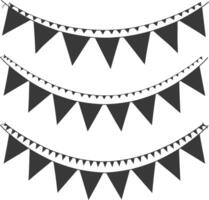 Silhouette Retro bunting party flag black color vector