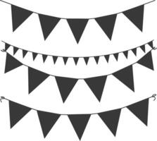 Silhouette Retro bunting party flag black color vector