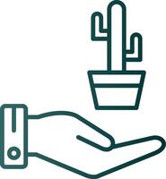 icono de gradiente de línea de cactus vector