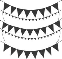 Silhouette Retro bunting party flag black color vector