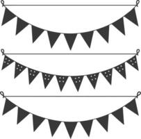 Silhouette Retro bunting party flag black color vector