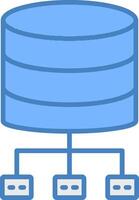 base de datos arquitectura línea lleno azul icono vector