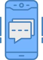 Mobile Chat Line Filled Blue Icon vector