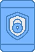 Security mobile Lock Line Filled Blue Icon vector