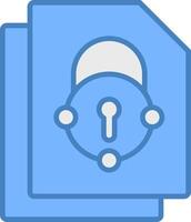 Security File Connect Line Filled Blue Icon vector