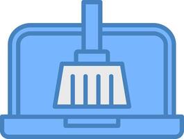 sistema limpiador línea lleno azul icono vector