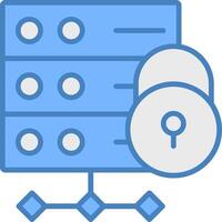 Server Secure Line Filled Blue Icon vector