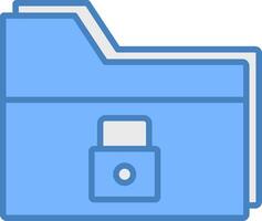 Folder Security Line Filled Blue Icon vector