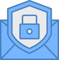 Email Protection Line Filled Blue Icon vector