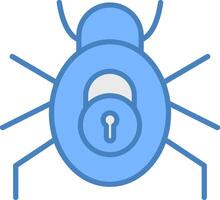 Security Bug Line Filled Blue Icon vector