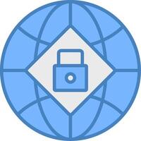 Global Security Line Filled Blue Icon vector