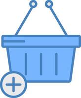 Add To Basket Line Filled Blue Icon vector