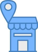 Shop Location Line Filled Blue Icon vector