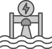 hidroelectricidad línea lleno escala de grises icono diseño vector