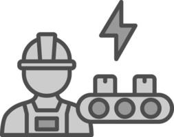 industrial trabajador línea lleno escala de grises icono diseño vector