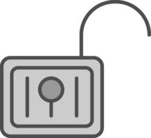 Unsecure Line Filled Greyscale Icon Design vector