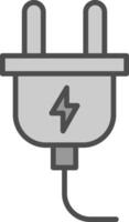 Power Cable Line Filled Greyscale Icon Design vector