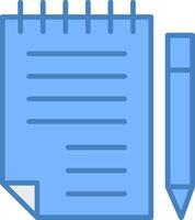 Note Pad Line Filled Blue Icon vector