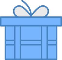 Gift Box Line Filled Blue Icon vector