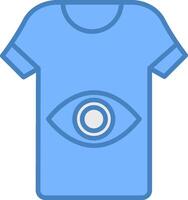 t camisa línea lleno azul icono vector