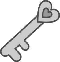 Old Key Line Filled Greyscale Icon Design vector