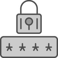 Password Line Filled Greyscale Icon Design vector