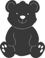 Silhouette cute bear doll black color only full body vector