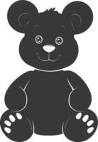 Silhouette cute bear doll black color only full body vector