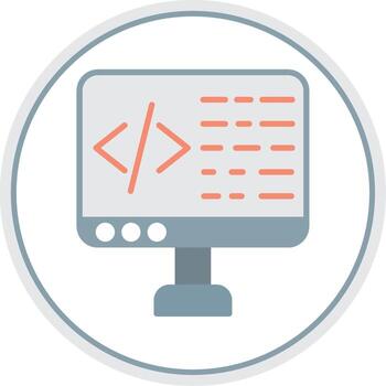 codificación plano circulo icono vector