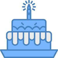 Cake Line Filled Blue Icon vector