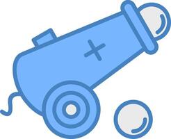 Cannon Line Filled Blue Icon vector