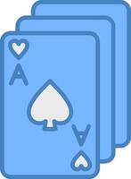 tarjeta juego línea lleno azul icono vector