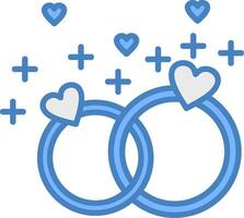 Wedding Rings Line Filled Blue Icon vector