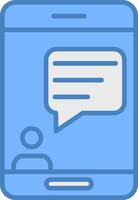 Chat Line Filled Blue Icon vector
