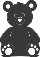 Silhouette cute bear doll black color only full body vector