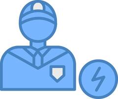 Electrician Line Filled Blue Icon vector